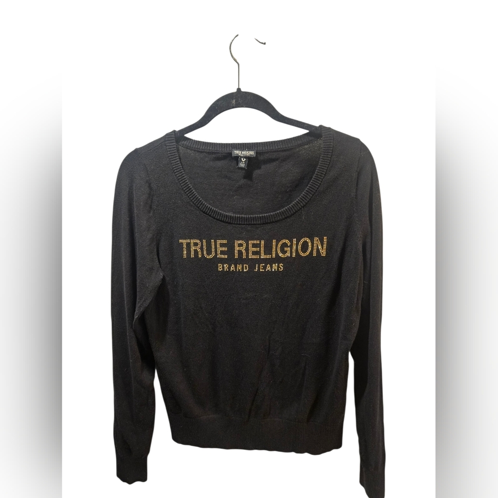 True Religion Black Sweatshirt with Gold Accents